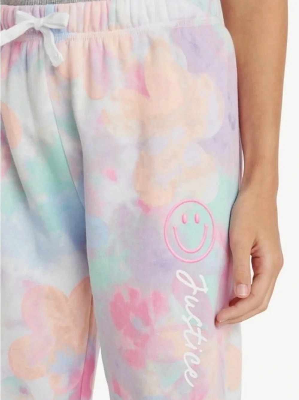 Justice Pastel Tie-Dye Fleece Everyday Joggers - Pink, Purple, Blue, Mint-S 7/8